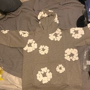 Denim Tear Large Grey Hoodie Designer 100% Authentic High Quality